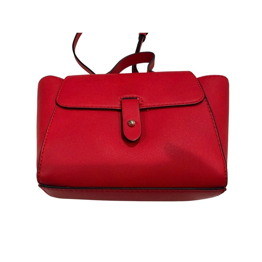 Gap Red Faux Leather Crossbody Bag Structured Mini Handbag Magnetic Flap